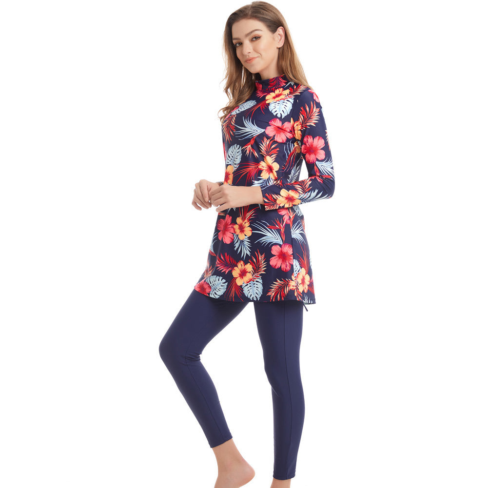 Floral Conservative Swimsuit Set