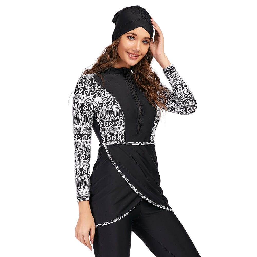 Patterned Conservative Swimsuit Set