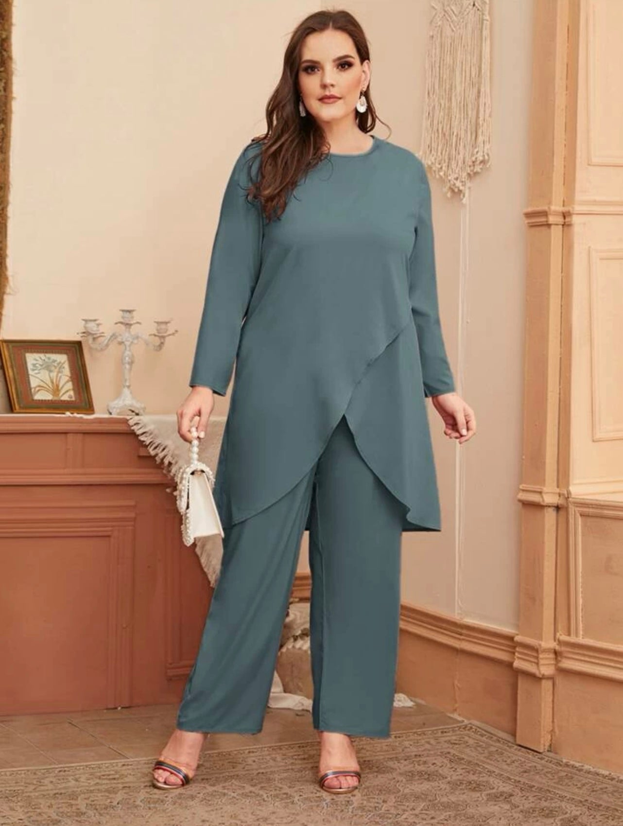 Plus Asymmetrical Hem Top and Pants – Jamillah Fashion