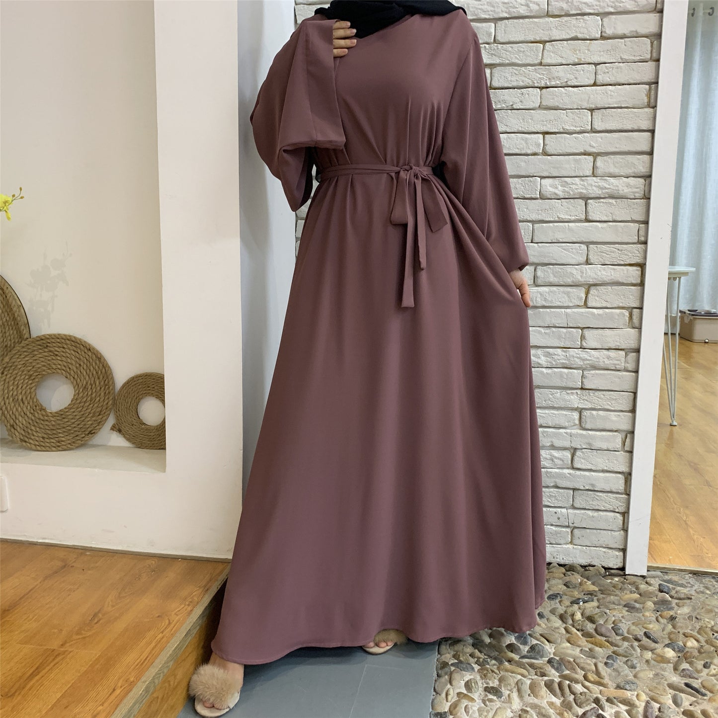 Loose Sleeve Maxi Dress With Belt