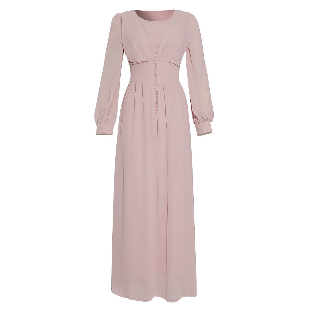 Lantern Sleeve Chiffon Maxi Dress