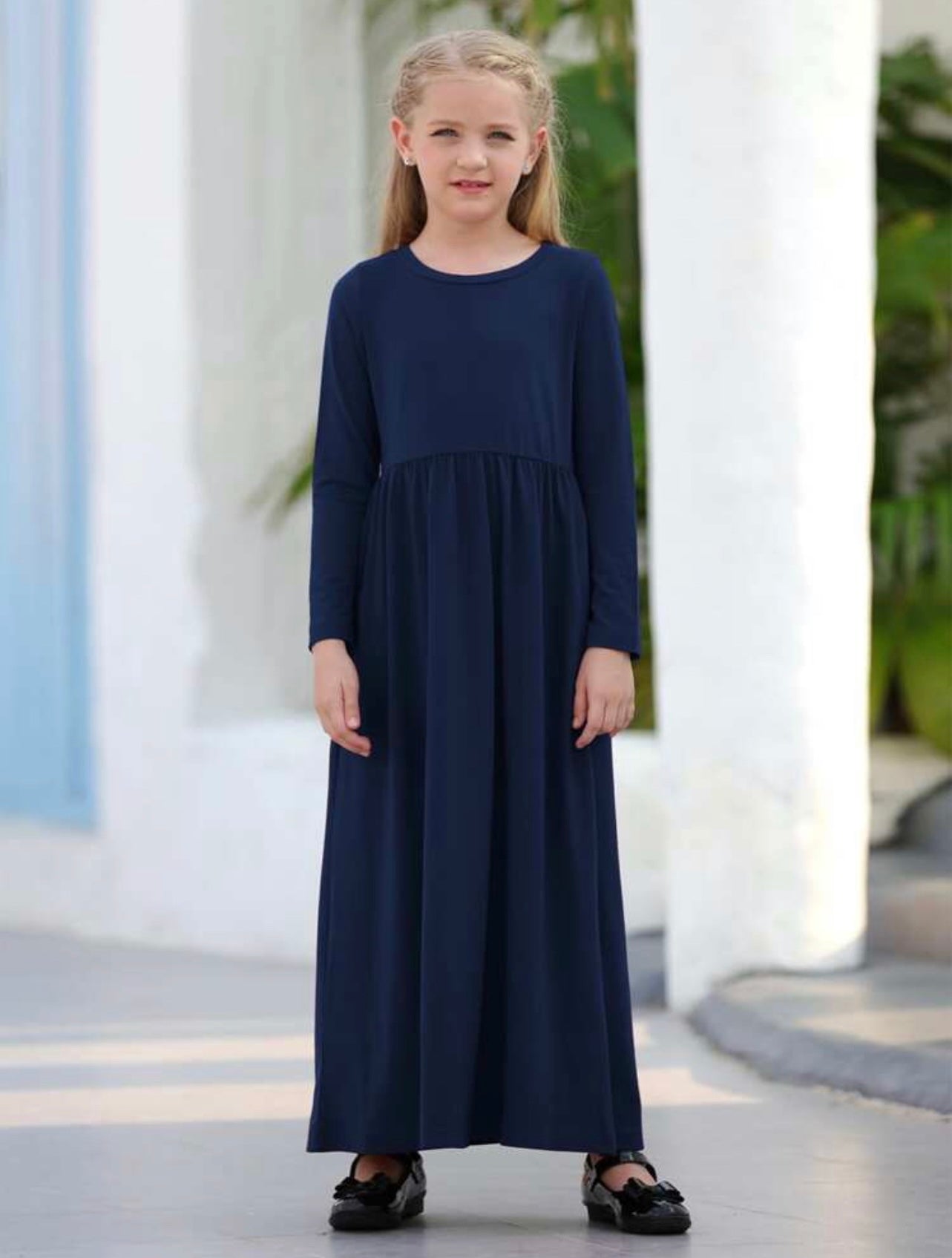 Girls Plain Maxi Dress with Pockets