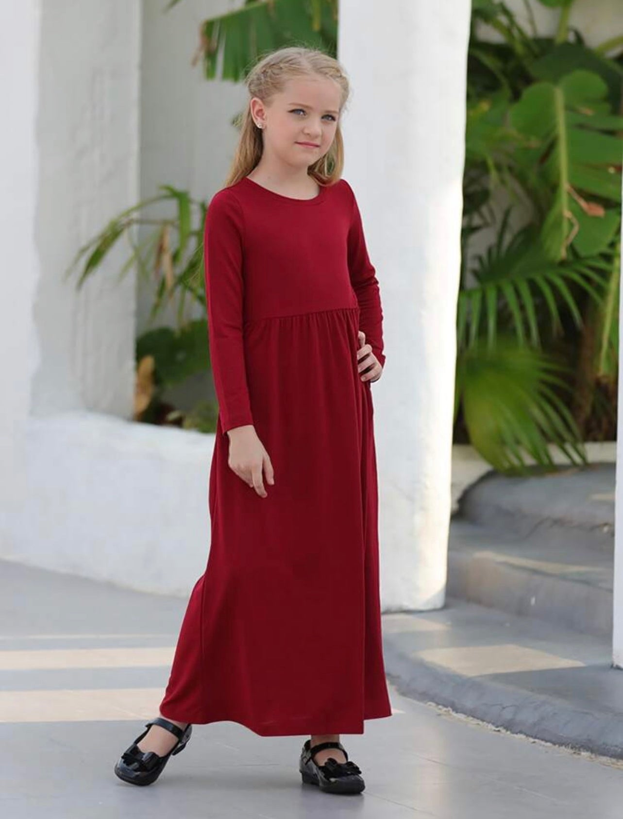 Girls Plain Maxi Dress with Pockets