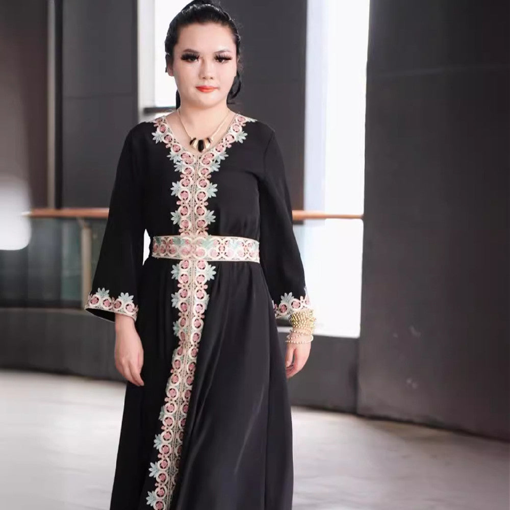 Women's Lace Fashion Characteristic Belt Long Dress