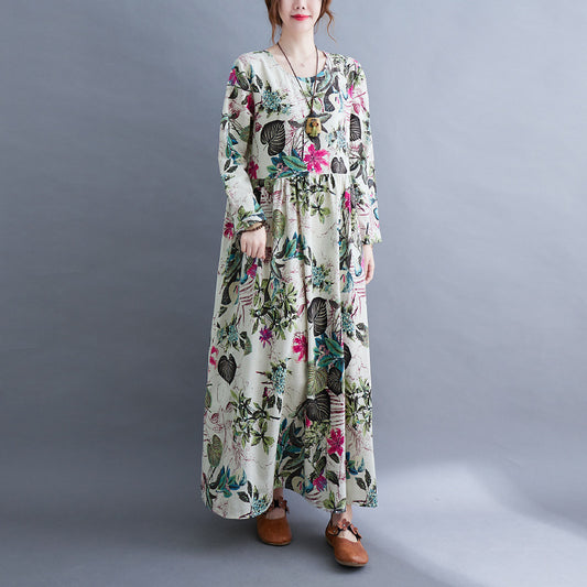 Loose Fit Floral Printed Maxi Dress