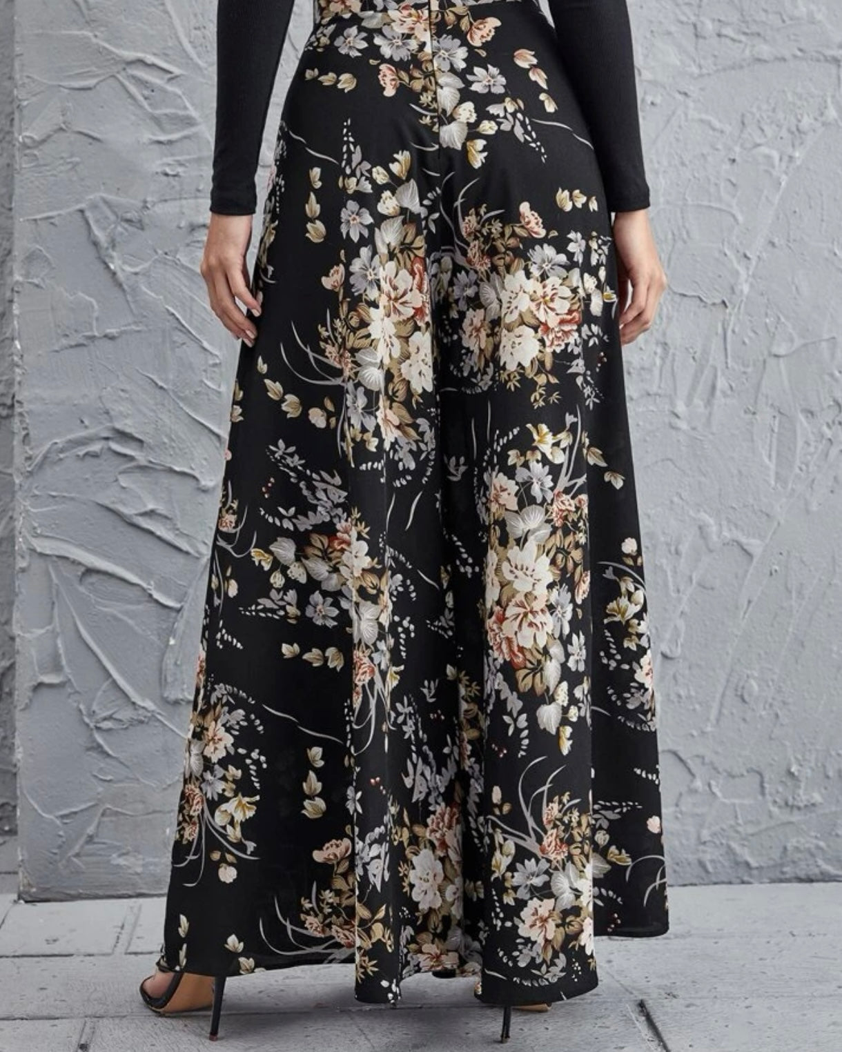 High Waisted Floral Wide Leg Trousers