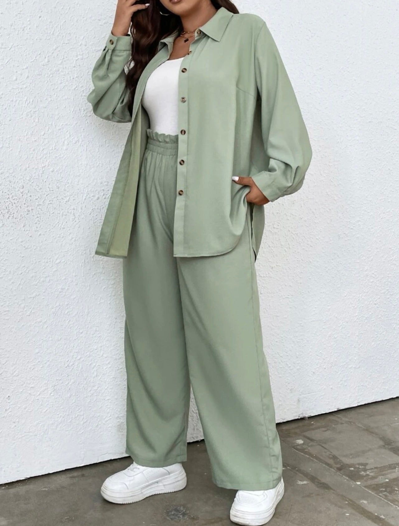 Button up shop wide leg pants